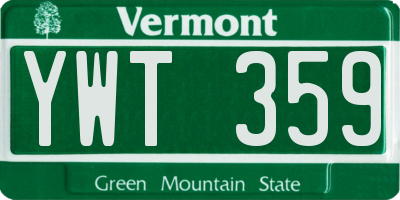VT license plate YWT359