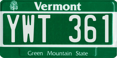 VT license plate YWT361