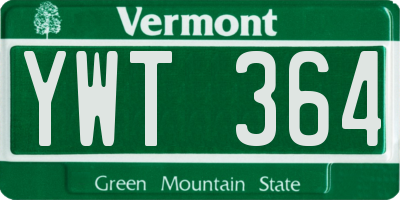 VT license plate YWT364