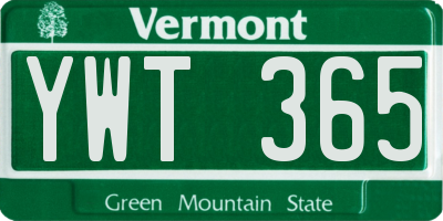 VT license plate YWT365