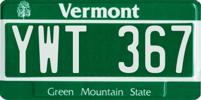 VT license plate YWT367