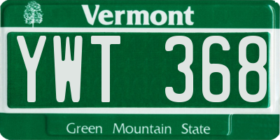 VT license plate YWT368