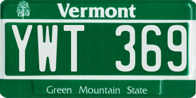 VT license plate YWT369