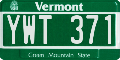 VT license plate YWT371