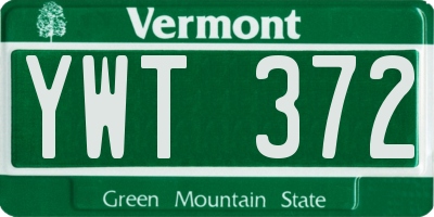 VT license plate YWT372