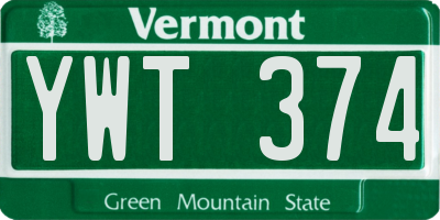 VT license plate YWT374