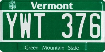 VT license plate YWT376