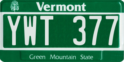VT license plate YWT377