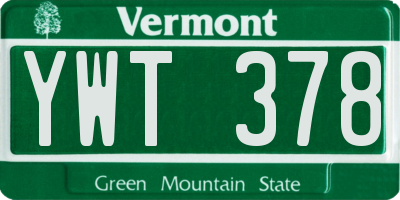 VT license plate YWT378