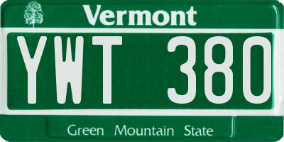 VT license plate YWT380