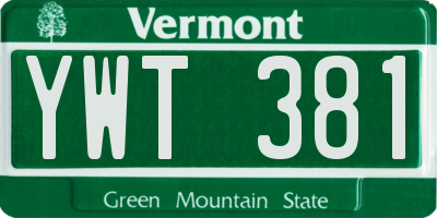 VT license plate YWT381