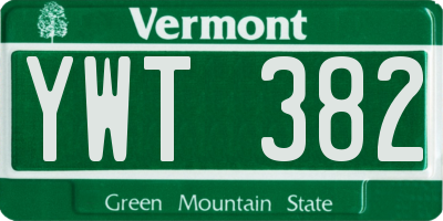VT license plate YWT382