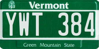 VT license plate YWT384