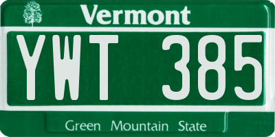 VT license plate YWT385