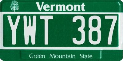 VT license plate YWT387