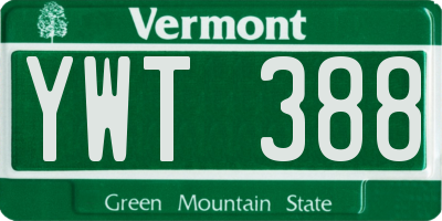 VT license plate YWT388