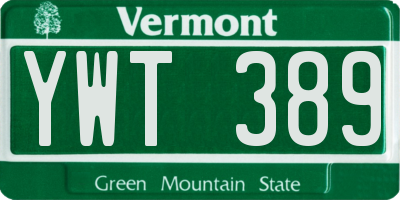 VT license plate YWT389
