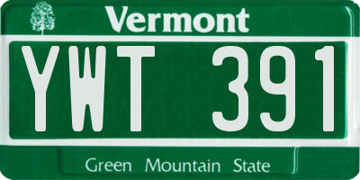 VT license plate YWT391