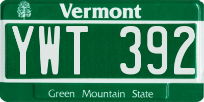 VT license plate YWT392