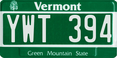 VT license plate YWT394