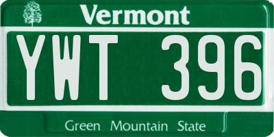VT license plate YWT396