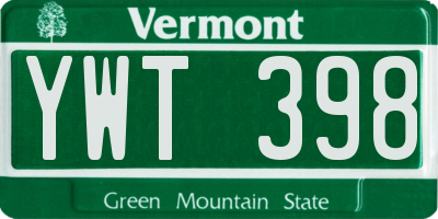 VT license plate YWT398