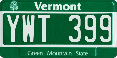 VT license plate YWT399