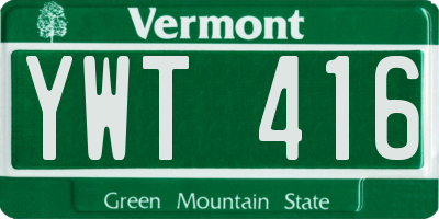 VT license plate YWT416
