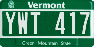 VT license plate YWT417