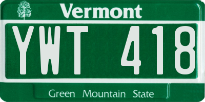 VT license plate YWT418