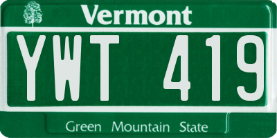VT license plate YWT419
