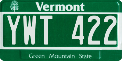 VT license plate YWT422