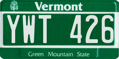 VT license plate YWT426
