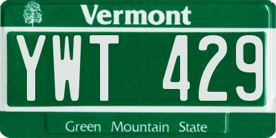 VT license plate YWT429