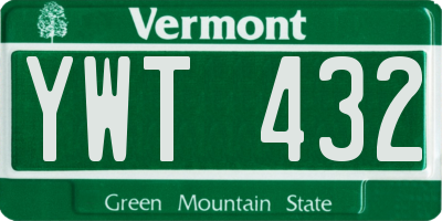 VT license plate YWT432