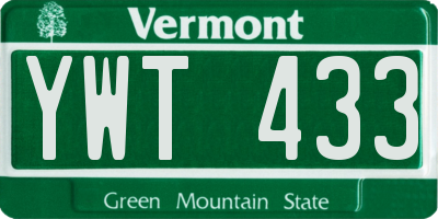 VT license plate YWT433