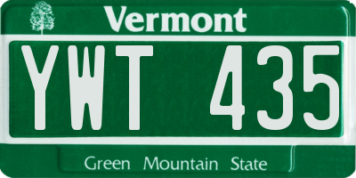 VT license plate YWT435