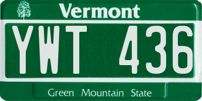 VT license plate YWT436