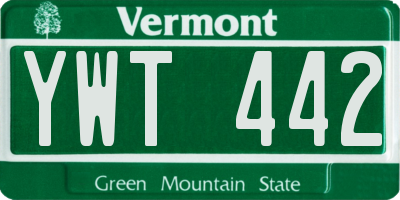 VT license plate YWT442