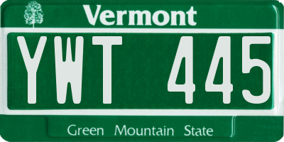 VT license plate YWT445