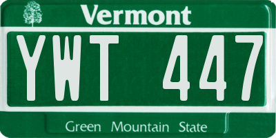VT license plate YWT447