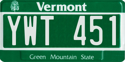 VT license plate YWT451