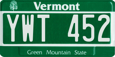 VT license plate YWT452