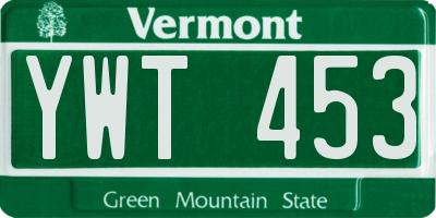 VT license plate YWT453