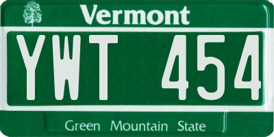 VT license plate YWT454