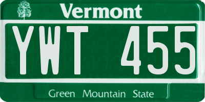 VT license plate YWT455
