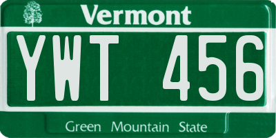 VT license plate YWT456