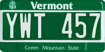 VT license plate YWT457