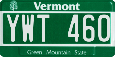 VT license plate YWT460