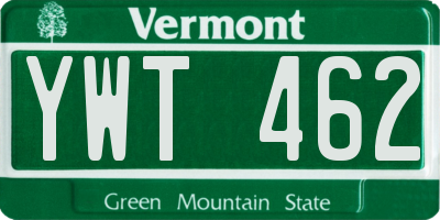 VT license plate YWT462